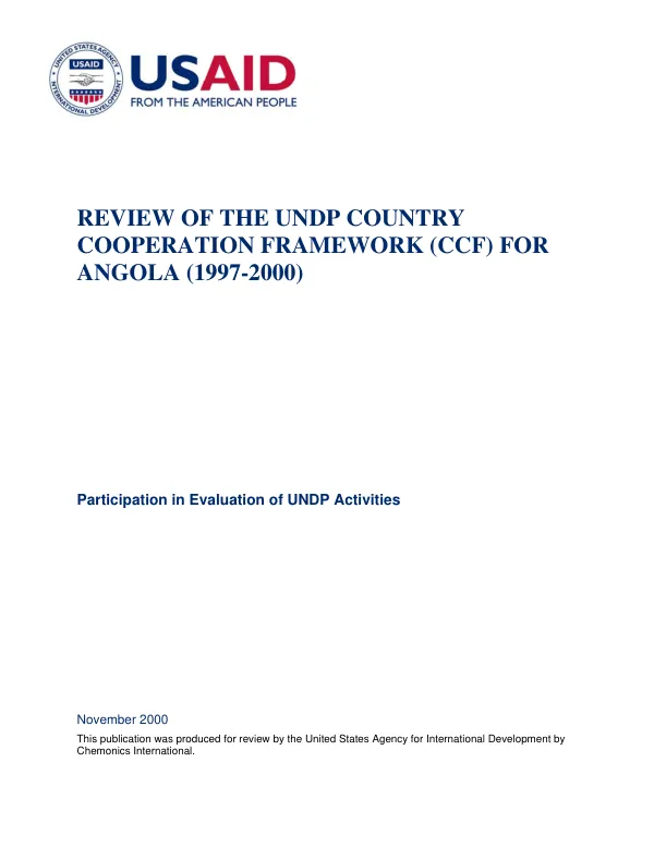 Review of the UNDP country cooperation framework (CCF) for Angola (1997-2000)