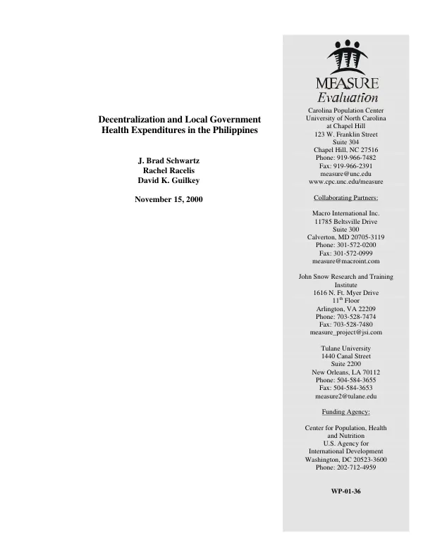 Decentralization and local government health expenditures in the Philippines