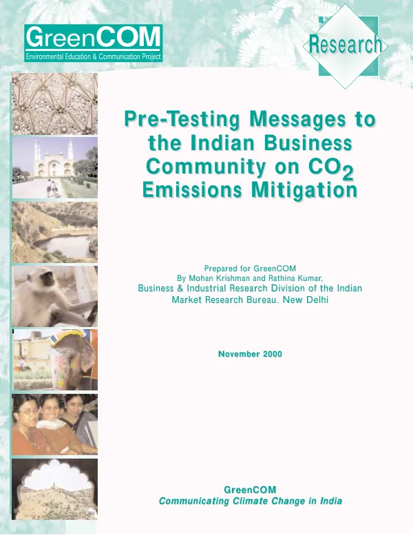 Pre-testing messages to the Indian business community on CO2 emissions mitigation