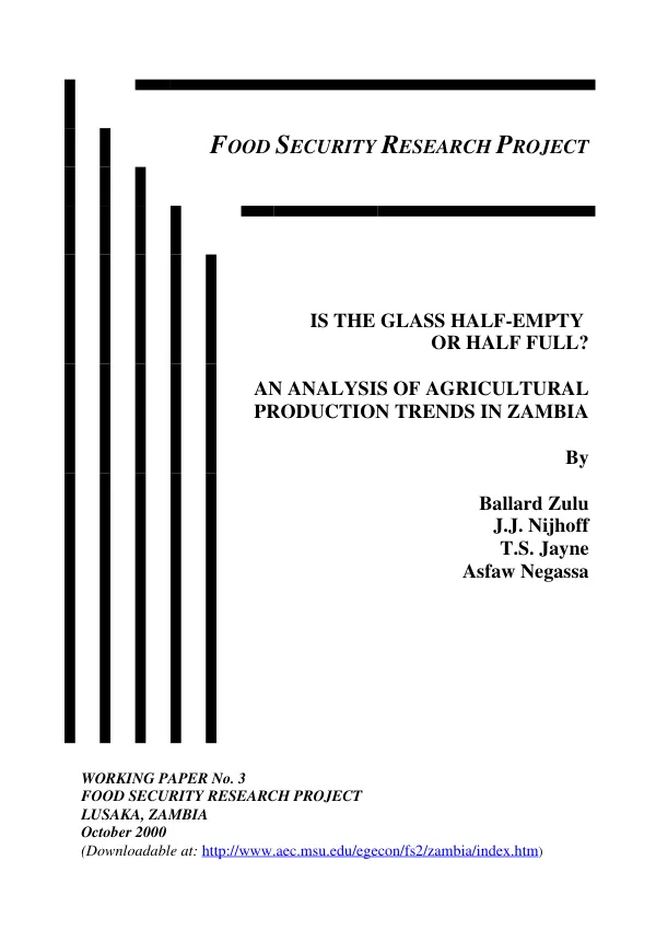 Is the glass half-empty or half full? : an analysis of agricultural production trends in Zambia