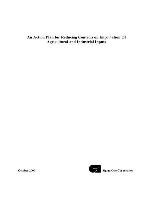 Action plan for reducing controls on importation of agricultural and industrial inputs