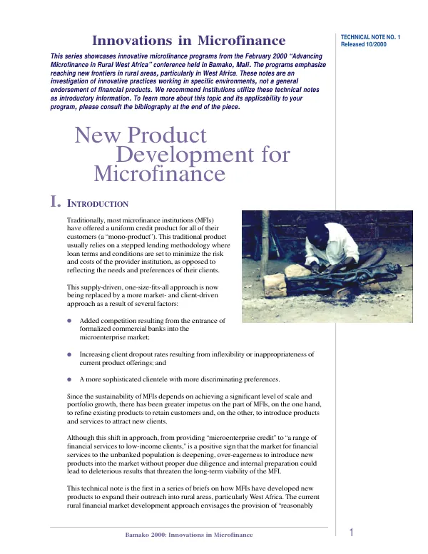 New product development for microfinance