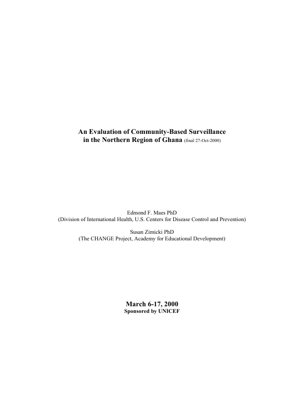 Evaluation of community-based surveillance in the northern region of Ghana