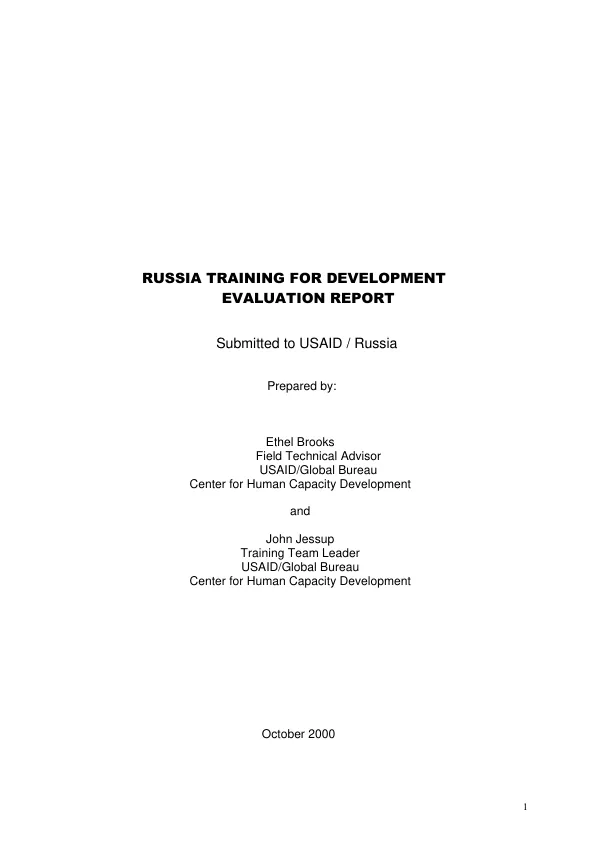 Russia training for development evaluation report