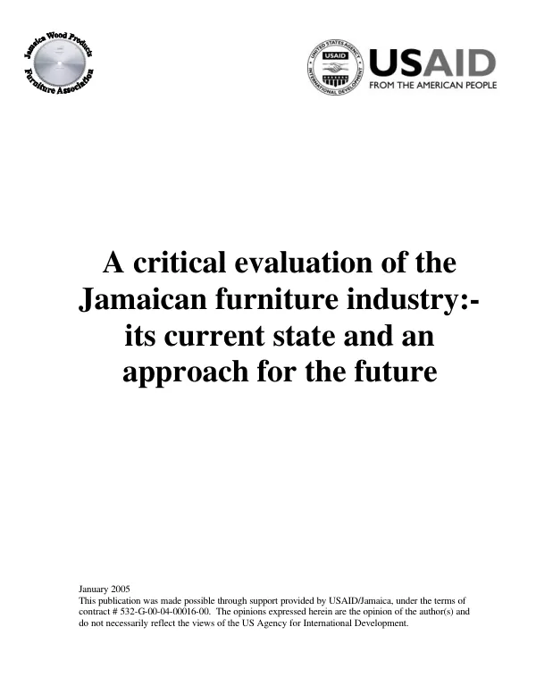 A critical evaluation of the Jamaican furniture industry : its current state and an approach for the future