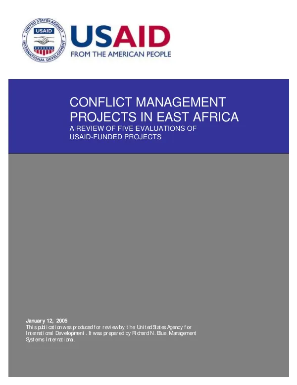 Conflict management projects in East Africa : a review of five evaluations of USAID-funded projects