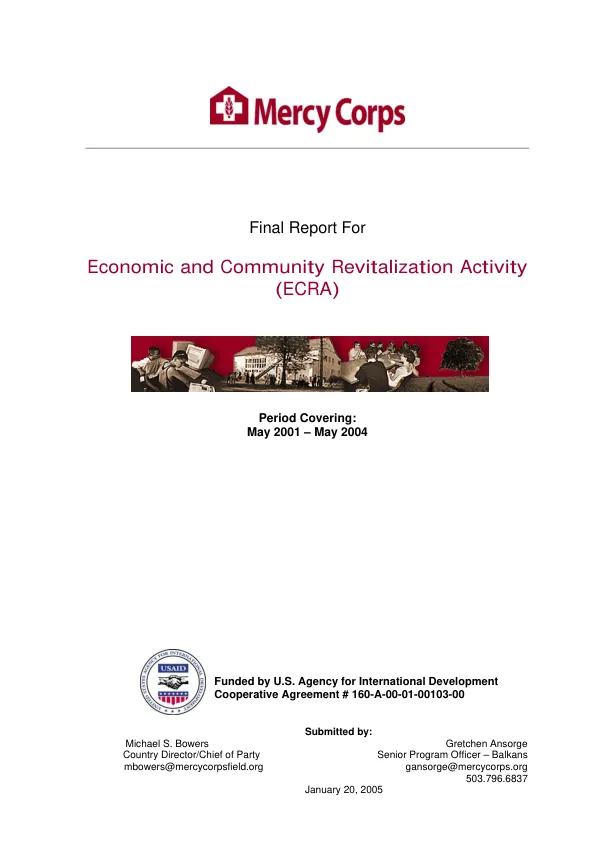 Final report for economic and community revitalization activity (ECRA) : period covering May 2001-May 2004