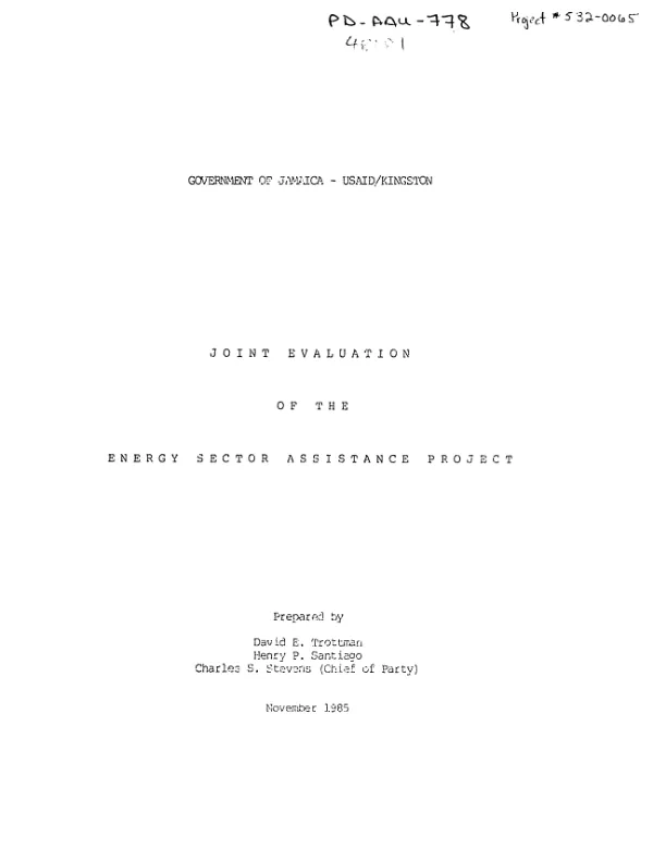 Joint evaluation of the energy sector assistance project