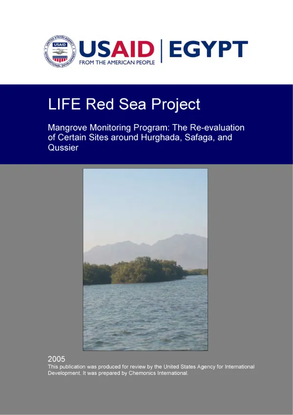 Mangrove monitoring program : the re-evaluation of certain sites around Hurghada, Safaga, and Qussier