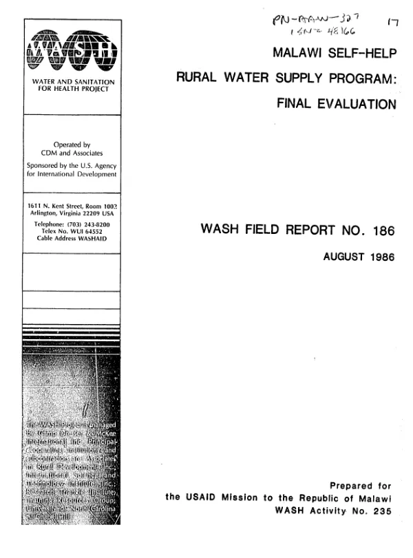 Malawi self-help rural water supply program : final evaluation
