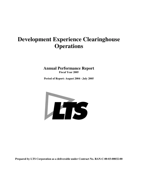 Development Experience Clearinghouse operations : annual performance report fiscal year 2005