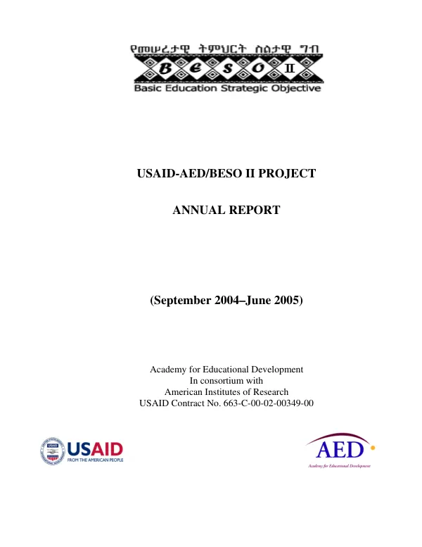 USAID-AED/BESO II project : annual report (September 2004-June 2005)