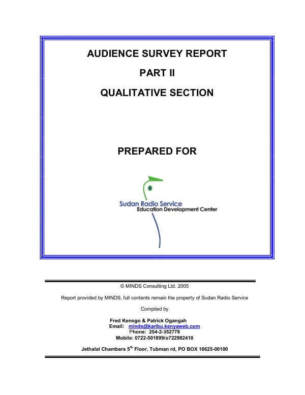 Audience survey report : part II -- qualitative section