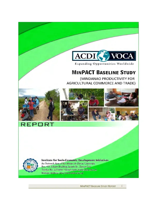 FY 2014 food for progress MinPACT baseline study (Mindanao productivity for agricultural commerce and trade) in the Philippines]