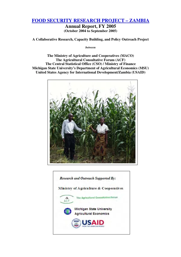 Food security research project - Zambia : annual report, FY 2005 (October 2004 to September 2005)