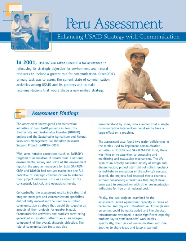 Peru assessment : enhancing USAID strategy with communication