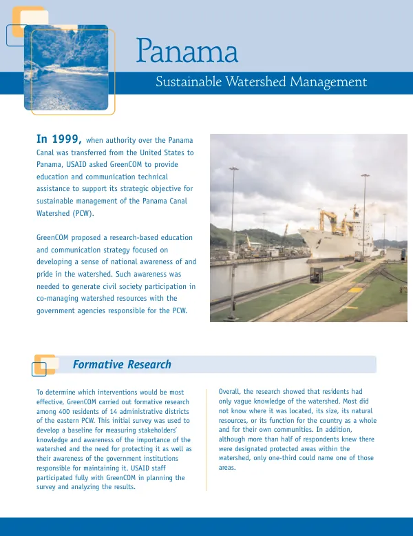 Panama : sustainable watershed management