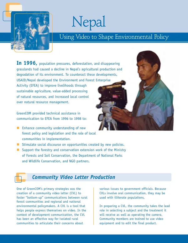 Nepal : using video to shape environmental policy