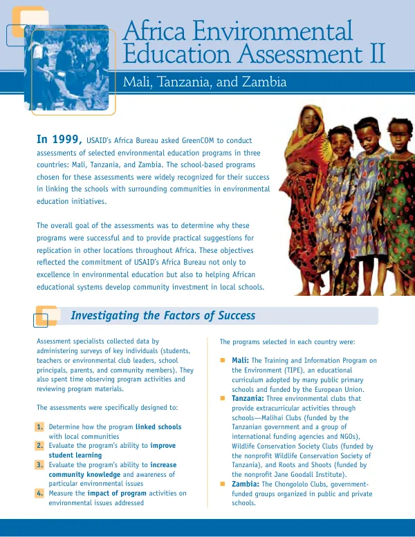 Africa environmental education assessment II : Mali, Tanzania, and Zambia