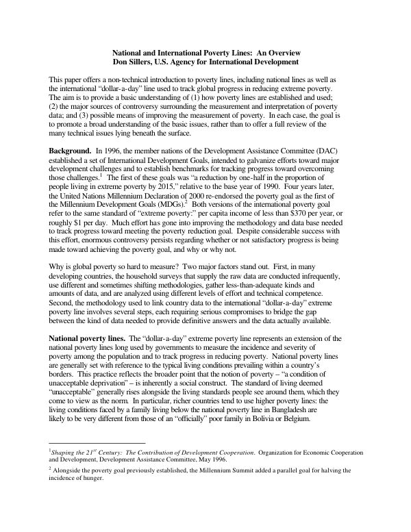 National and international poverty lines : an overview