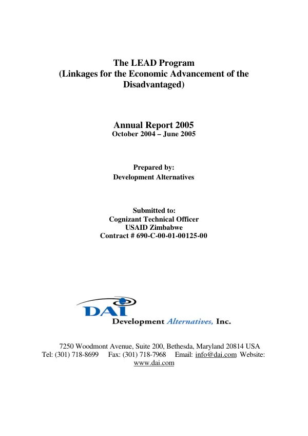 The LEAD program (linkages for the economic advancement of the disadvantaged) : annual report 2005, October 2004-June 2005