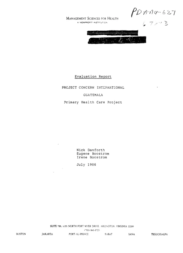 Evaluation report : Project Concern International, Guatemala primary health care project