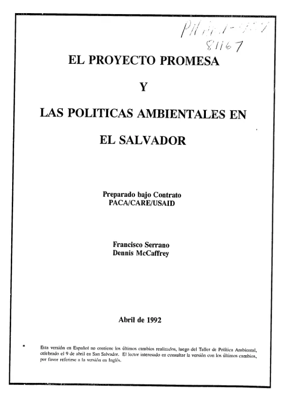 Proyecto PROMESA y las politicas ambientales en El Salvador