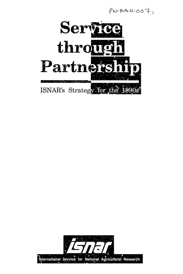 Service through partnership : ISNAR"s strategy for the 1990s