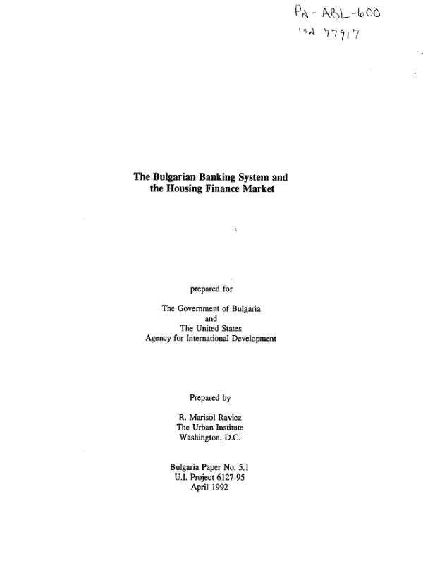 Bulgarian banking system and the housing finance market