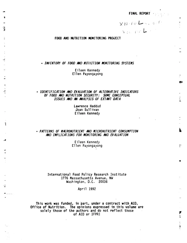 Inventory of food and nutrition monitoring systems
