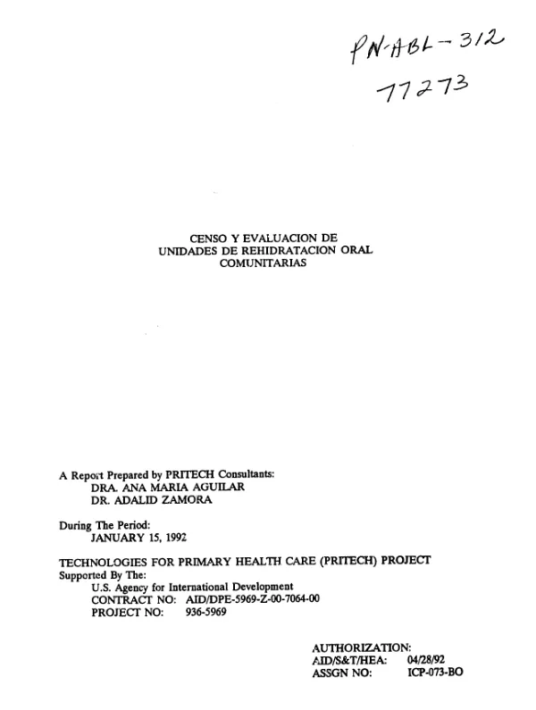 Censo y evaluacion de unidades de rehidratacion oral comunitarias