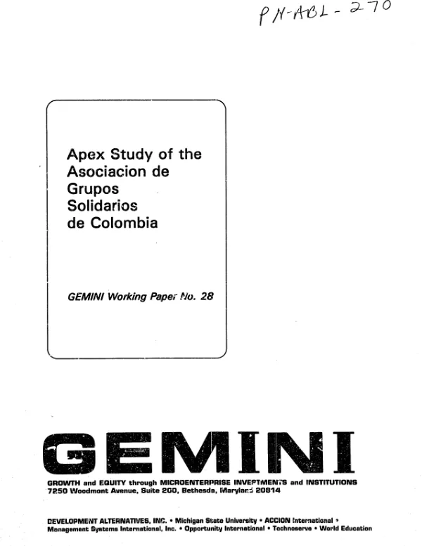 Apex study of the Asociacion de Grupos Solidarios de Colombia