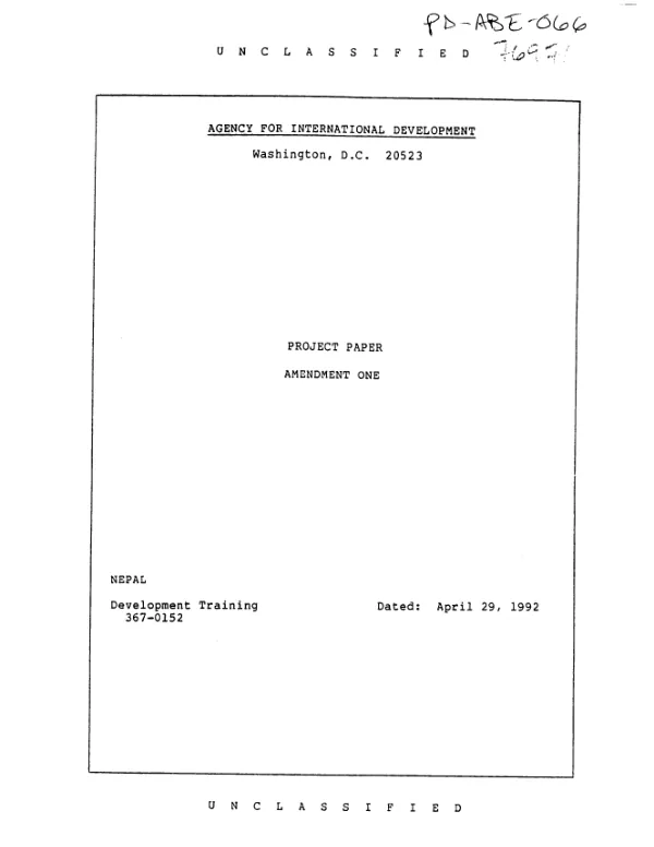 Development training : amendment no. 1