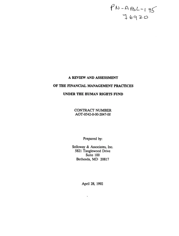 Review and assessment of the financial management practices under the human rights fund