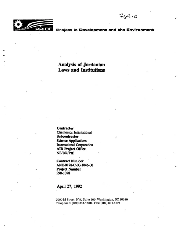 Analysis of Jordanian environmental laws and institutions
