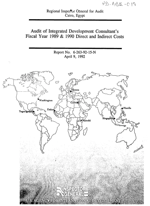 Audit of integrated development consultant"s fiscal year 1989 and 1990 direct and indirect costs