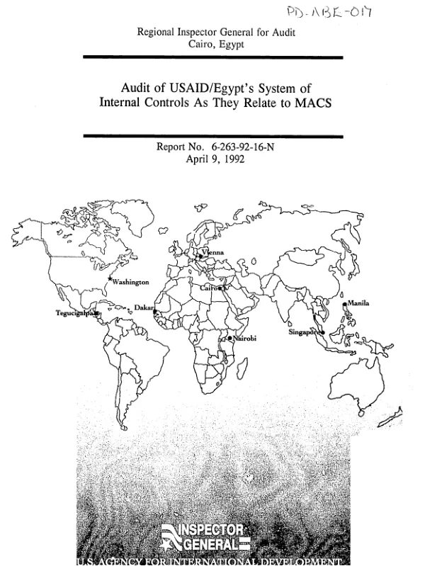 Audit of USAID/Egypt"s system of internal controls as they related to MACS