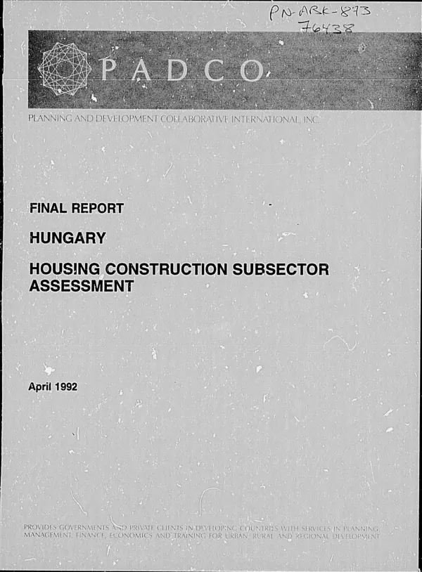 Hungary : housing construction subsector assessment