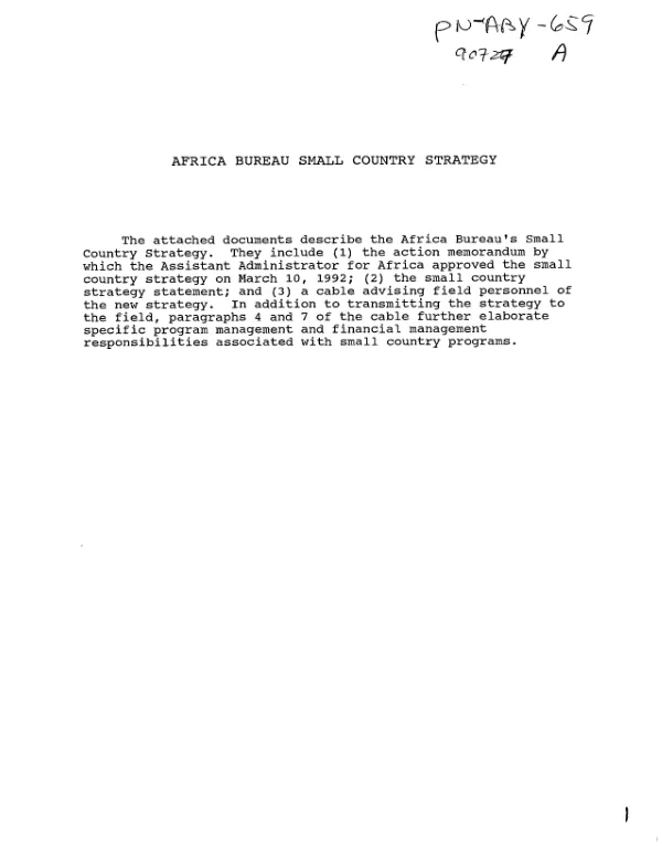 Africa Bureau small country strategy
