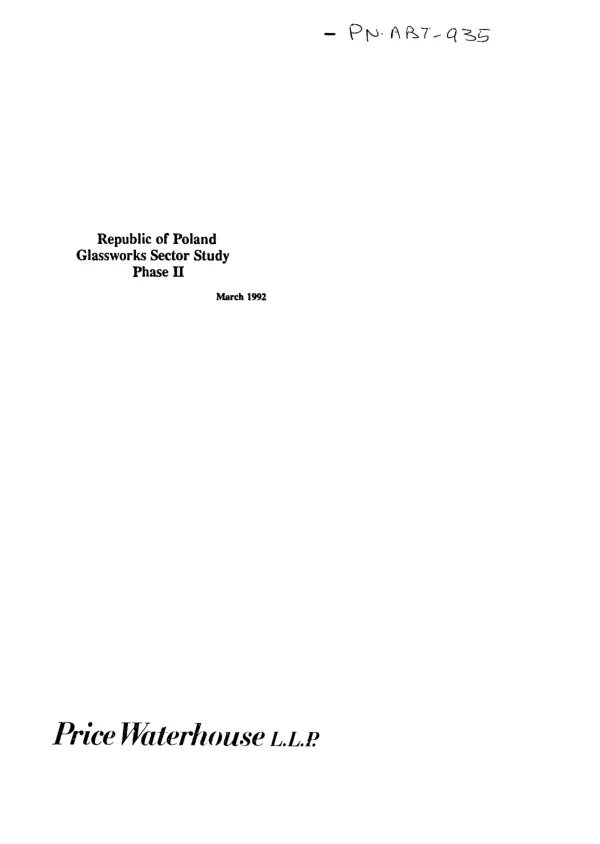 Republic of Poland glassworks sector study, phase II