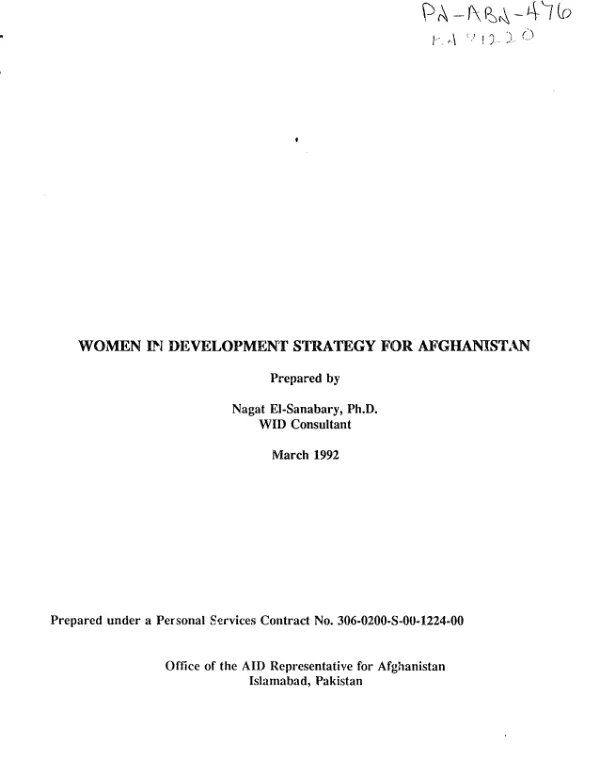 Women in development strategy for Afghanistan
