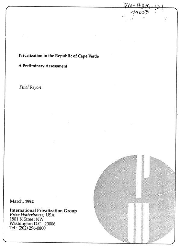 Privatization in the Republic of Cape Verde : a preliminary assessment -- final report