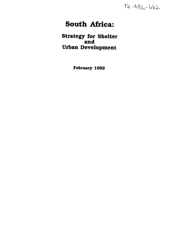 South Africa : strategy for shelter and urban development
