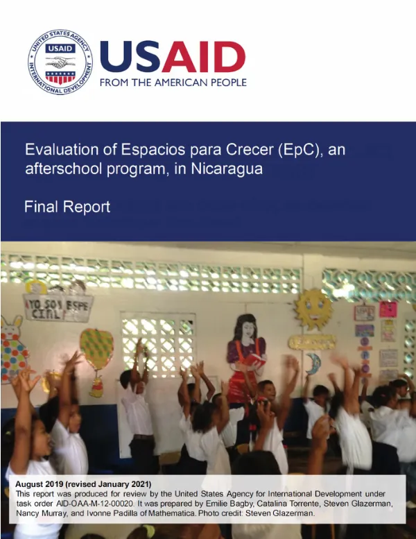 Evaluation of espacios para crecer (EpC), an afterschool program, in Nicaragua : final report