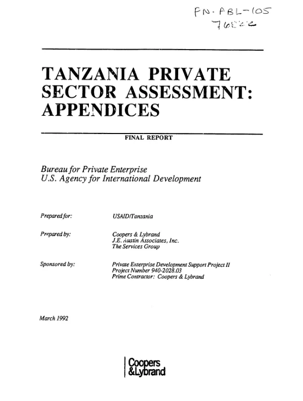 Tanzania private sector assessment : appendices