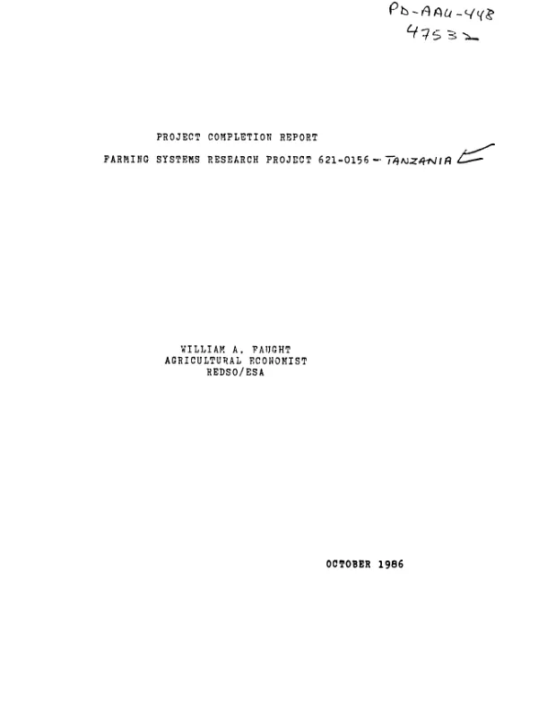 Project completion report : farming systems research project 621-0156