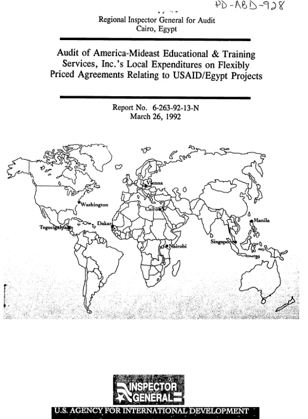 Audit of America - Mideast Educational and Training Services, Inc."s local expenditures on flexibly priced agreements relating to USAID/Egypt projects