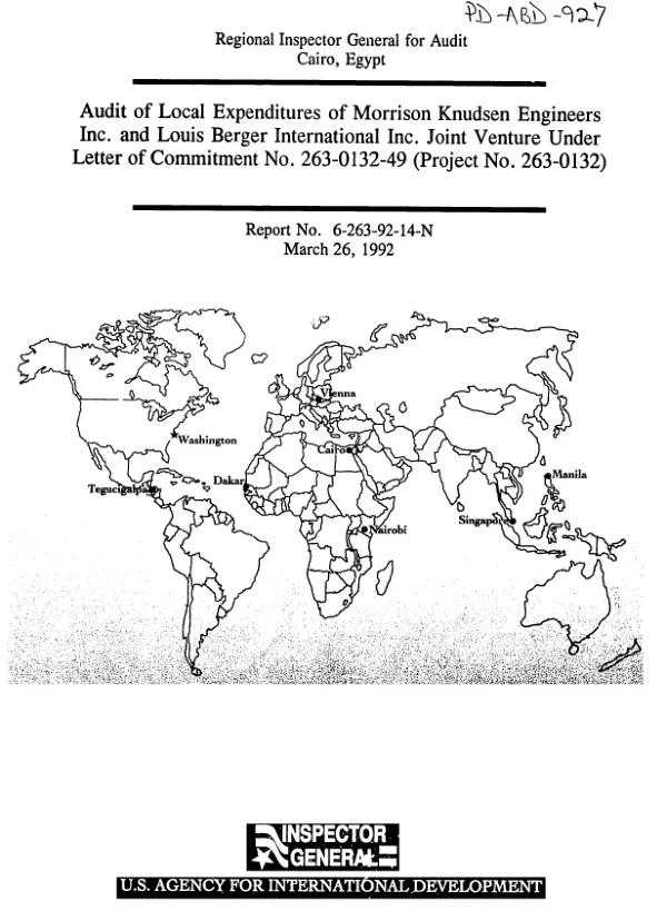 Audit of local expenditures of Morrison Knudsen Engineers Inc. and Louis Berger International Inc. joint venture under letter of commitment no. 263-0132-49 (project no. 263-0132)