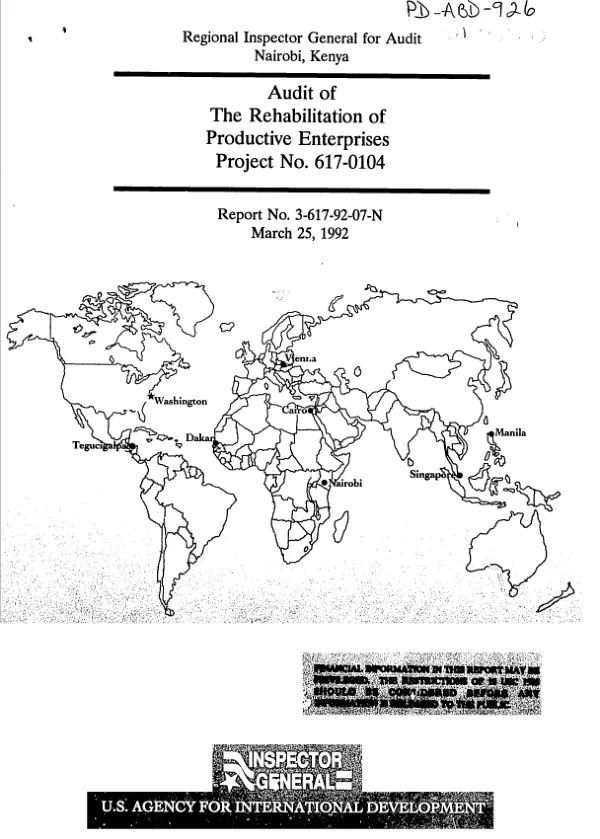 Audit of the rehabilitation of productive enterprises project no. 617-0104