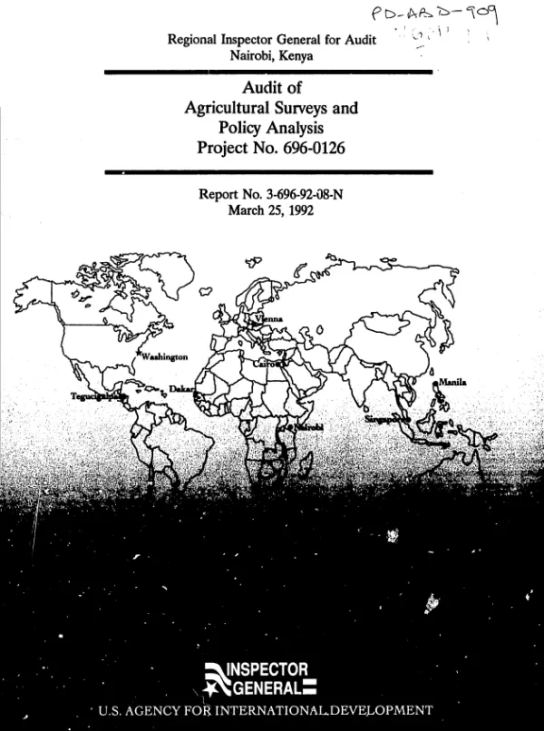 Audit of agricultural surveys and policy analysis project no. 696-0126